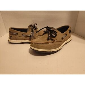 Island Surf Boys Boat Deck Shoes Brown Size 3 Leather Excellent Condition